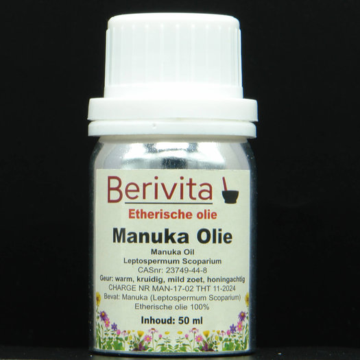 Grote fles Manuka Olie PUUR. etherische olie uit Nieuw-Zeeland - BeriVita.com Natuurlijk & Puur