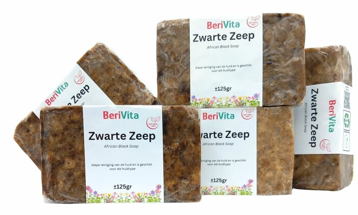5x zwarte zeep, african black soap 125gr