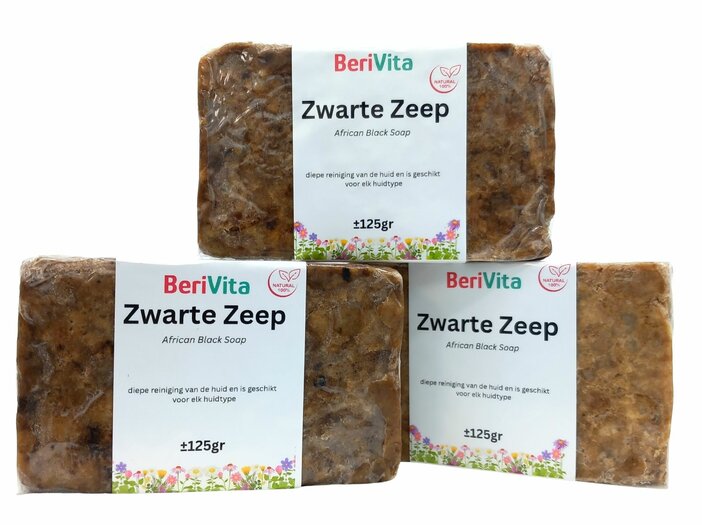 3x zwarte zeep, african black soap 125gr