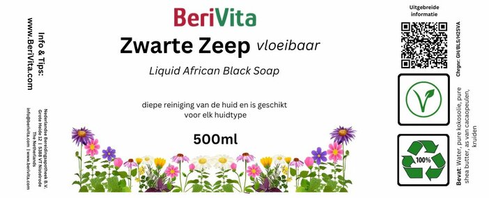 etiket vloeibare zwarte zeep