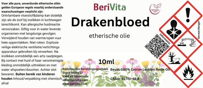drakenbloedolie etiket