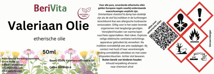 etiket valeriaan olie
