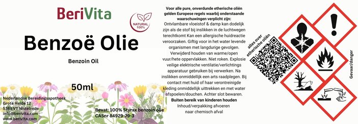 benzoe olie etiket