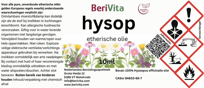 hysop olie etiket