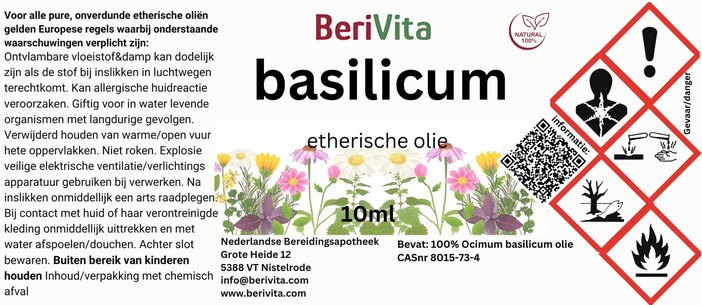 etiket basilicum basil olie 10ml