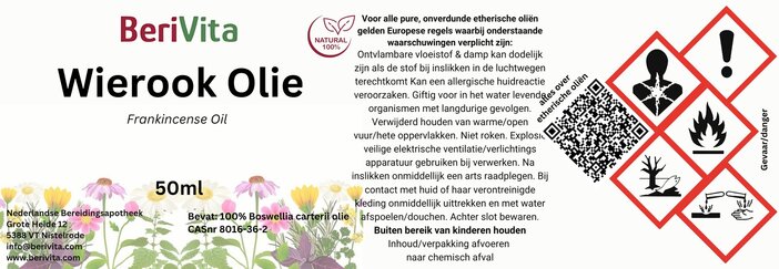 etiket wierookolie frankincense olie etherische 50ml