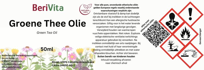 etiket groene thee green tea olie 50ml