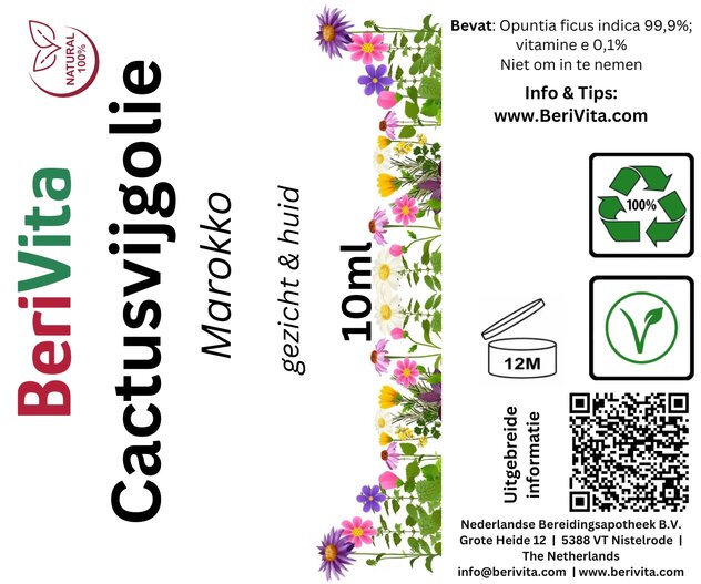 etiket cactusvijgolie rollerfles Marokko