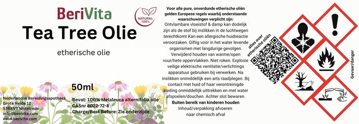 etiket tea tree olie 50ml etherisch