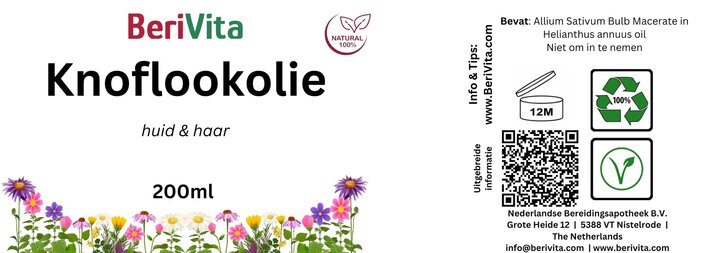 etiket knoflookolie 200ml