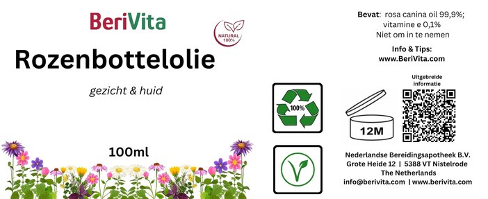etiket rozenbottelolie rosehip 100ml