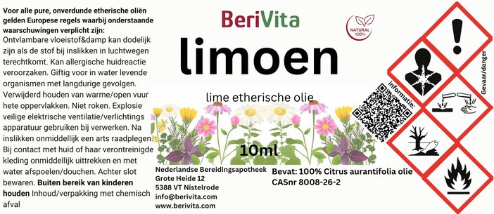 etiket limoenolie lime oil 10ml