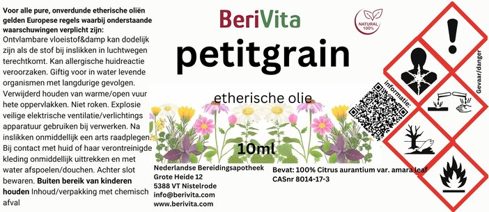 etiket petitgrainolie 10ml etherische olie