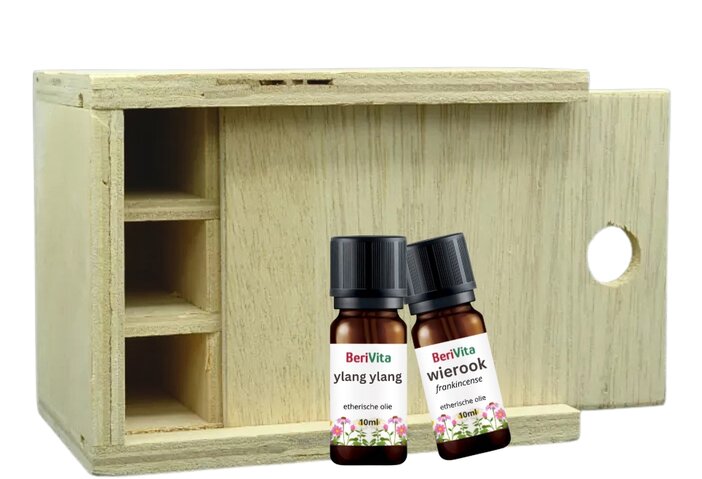 houten kistje met 10ml flesjes
