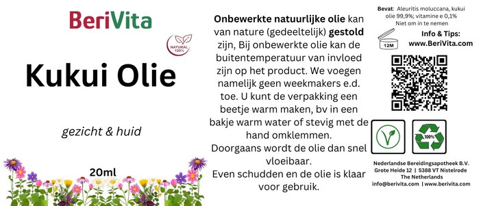etiket kukui olie puur koudgeperst pipetfles