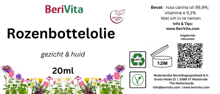 etiket rozenbottelolie rosehip pipetfles