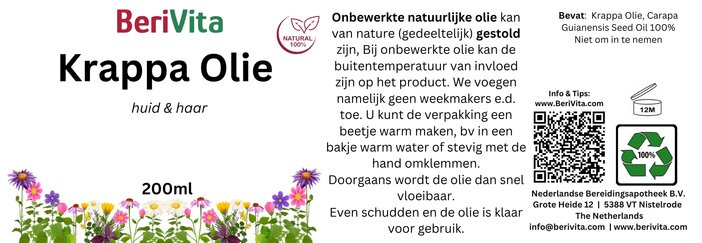 etiket krappa, andiroba olie 200ml