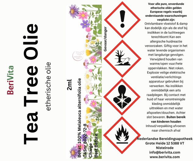 etiket tea tree olie pen met kwast