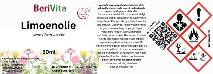 etiket limoen lime olie 50ml etherische olie