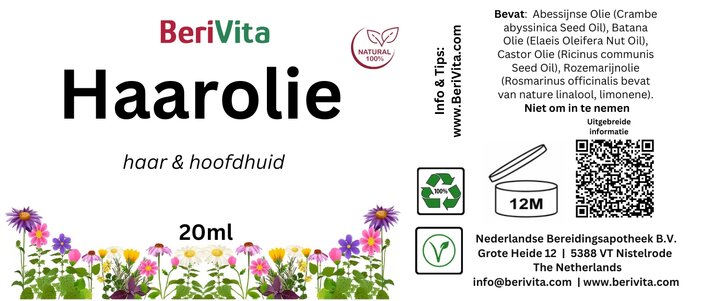 etiket natuurlijke haarolie pipetfles