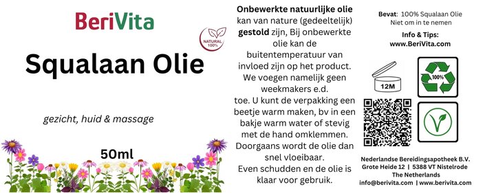 etiket squalaan olie 50ml fles