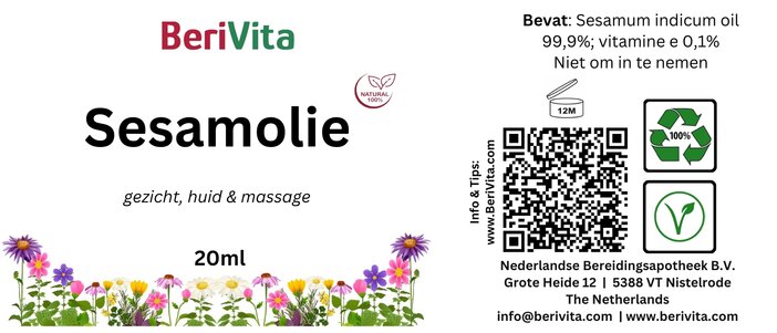 etiket sesamolie 20ml pipetfles