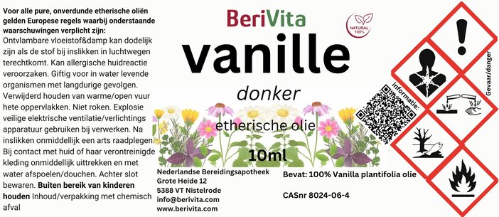 etiket vanille olie donker 10ml