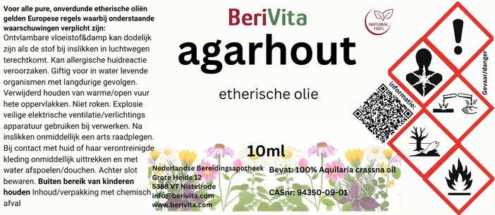 etiket agarhoutolie 10ml druppelfles