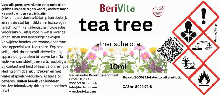 etiket Tea Tree Olie Pipetfles 10ml