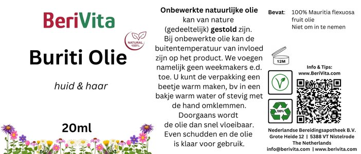 etiket buriti, aguaje olie pipetfles