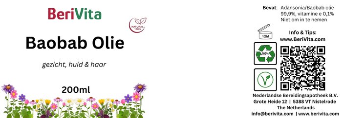 baobab olie 200ml pompfles