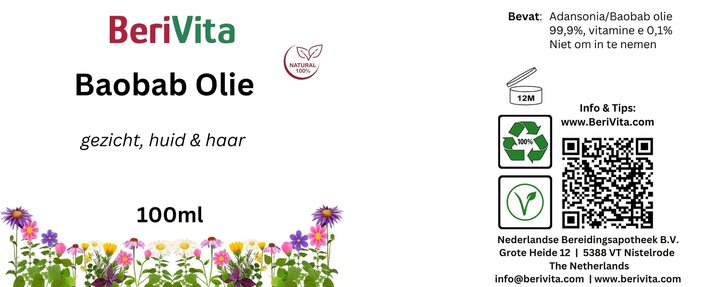 etiket baobab olie 100ml