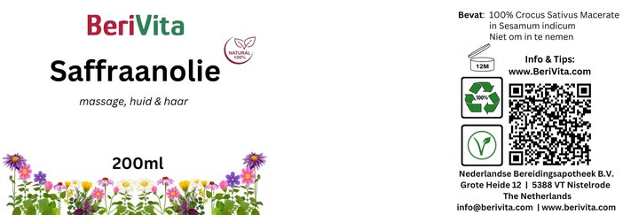 etiket saffraanolie pompfles