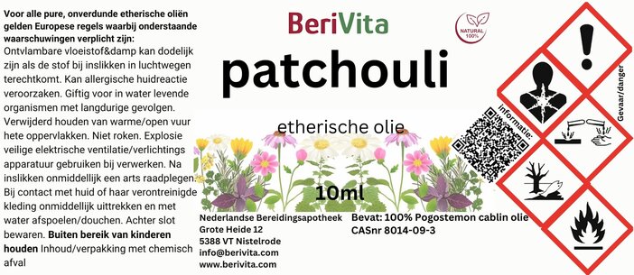 etiket patchouli olie hippie 10ml