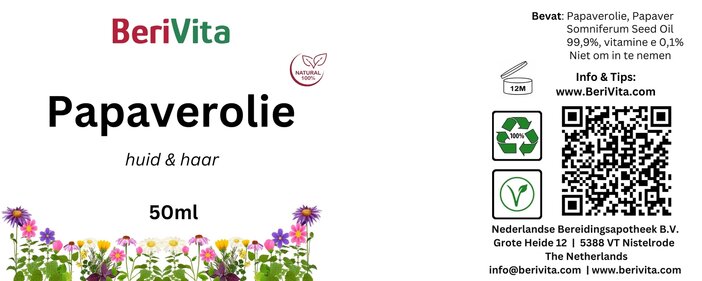 etiket papaverolie poppy seed oil 50ml
