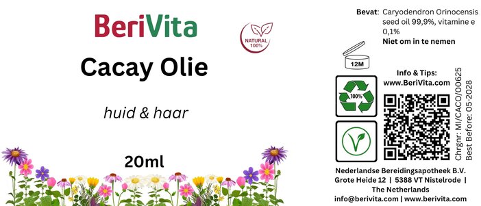etiket cacay olie kahai puur koudgeperst 20ml