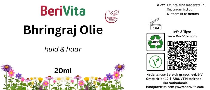 etiket bhringraj olie pipetfles