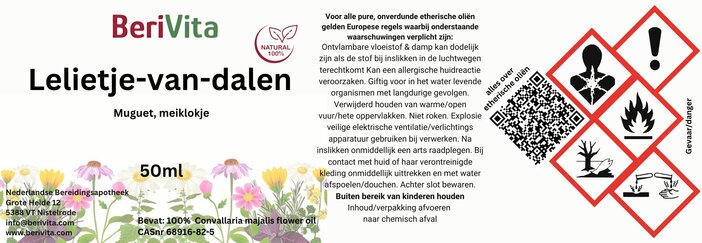 etiket lelietjes van dalen olie 50ml, lily of the valley
