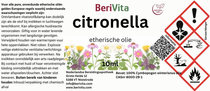 etiket citronella olie etherische 10ml