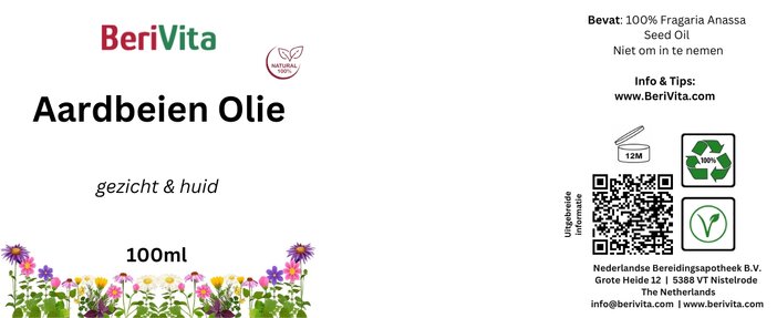 etiket aardbei olie 100ml strawberry seed oil