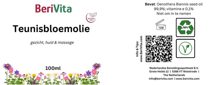 etiket teunisbloemolie evening primrose 100ml 