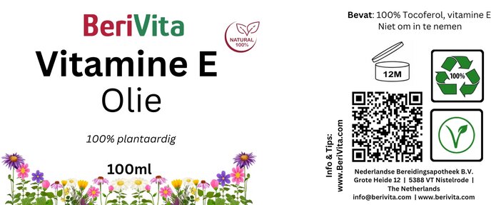 etiket vitamine E olie tocoferol natuurlijk 100ml