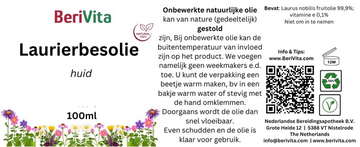 etiket laurierbesolie 100ml