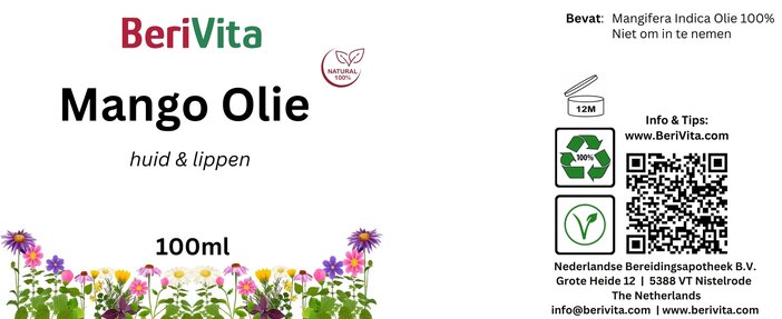 etiket mango olie puur huid haar 100ml