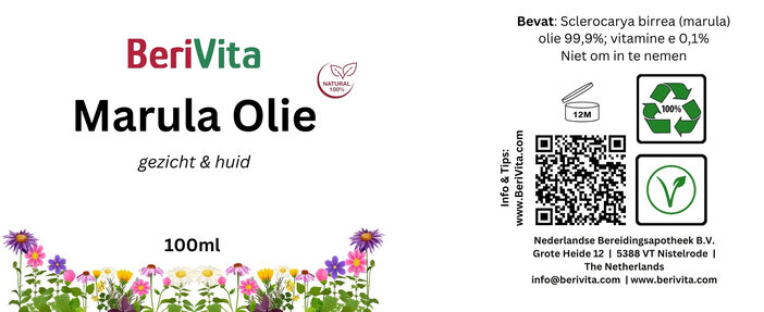 etiket marula olie puur koudgeperst 100ml