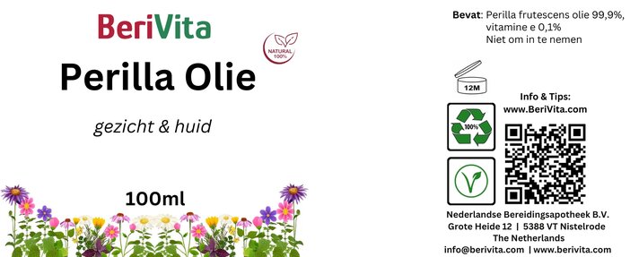 etiket perilla olie shiso olie puur 100ml