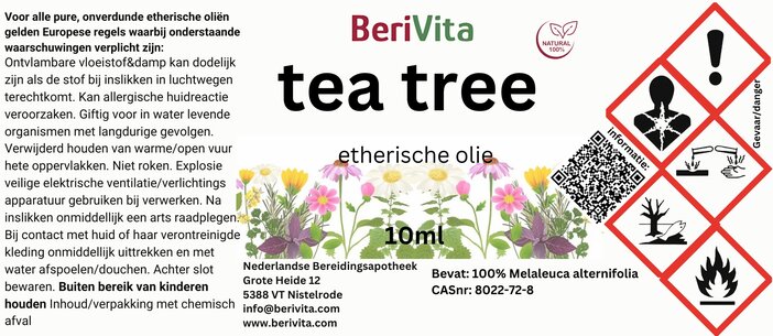 etiket tea tree olie tee tree 10ml