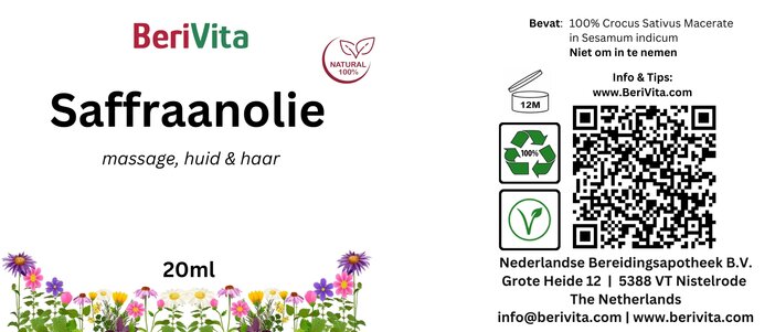 etiket saffraanolie pipetfles