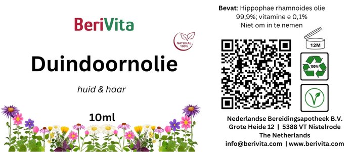 etiket duindoornolie sea bucktorn hippophae rhamnoides