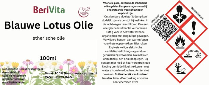 etiket blauwe lotusolie